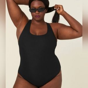 Andie Black Ribbed One-Piece Swimsuit